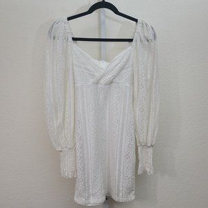 Morning Mist Dress Size 6 Empire Lace Off White Lined Balloon Sleeves NEW